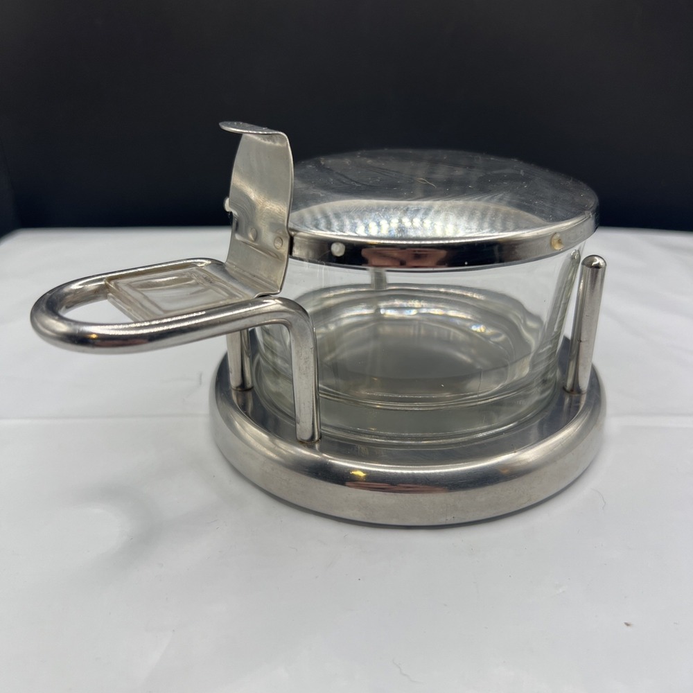 RSVP Endurance Stainless Steel Salt Server Glass Bowl Parmesan Cheese Cellar 8oz